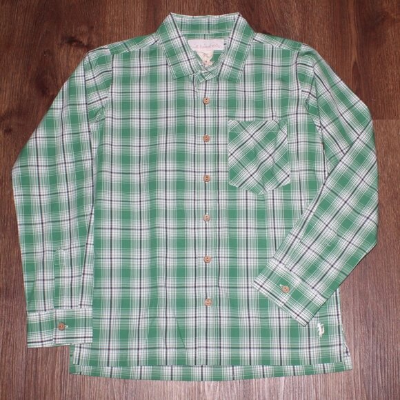 NWT Boys Well Dressed Wolf Green Plaid Button Front Holiday Shirt Casual size 10 - Picture 1 of 3
